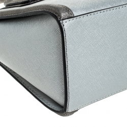Karl Lagerfeld Metallic Silver Leather Mini K Klassik Tote