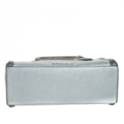 Karl Lagerfeld Metallic Silver Leather Mini K Klassik Tote