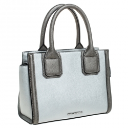 Karl Lagerfeld Metallic Silver Leather Mini K Klassik Tote