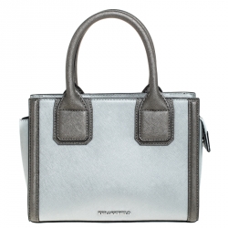 Karl Lagerfeld Metallic Silver Leather Mini K Klassik Tote