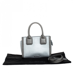 Karl Lagerfeld Metallic Silver Leather Mini K Klassik Tote