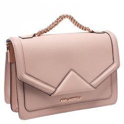 Pre Owned Karl Lagerfeld Blush Pink Leather K/Klassik Shoulder Bag