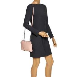 Karl Lagerfeld Light Peach Leather Chain Shoulder Bag