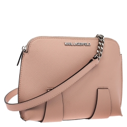 Karl Lagerfeld Light Peach Leather Chain Shoulder Bag
