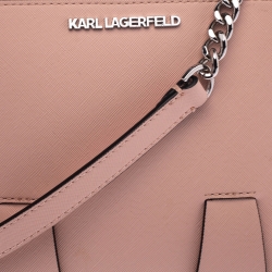 Karl Lagerfeld Light Peach Leather Chain Shoulder Bag