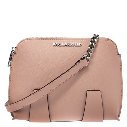 Karl Lagerfeld Light Peach Leather Chain Shoulder Bag