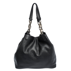 Pre Owned Karl Lagerfeld Black Leather Chain Tote