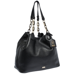Pre Owned Karl Lagerfeld Black Leather Chain Tote