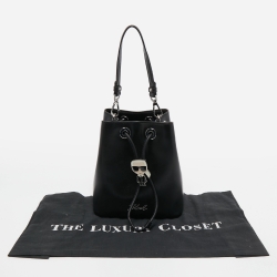 Karl Lagerfeld Black Leather K/Ikonik Bucket Bag