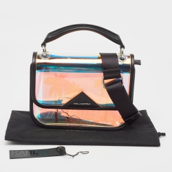 Karl Lagerfeld Black/Iridescent PVC and Leather Kalifornia 2 in 1 Bag