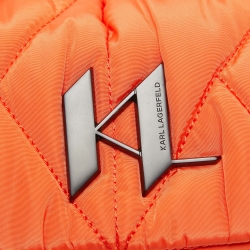 Pre Owned Karl Lagerfeld Orange/Black Quilted Nylon K/Studio Crossbody Bag