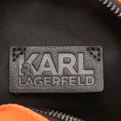 Pre Owned Karl Lagerfeld Orange/Black Quilted Nylon K/Studio Crossbody Bag