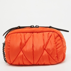 Pre Owned Karl Lagerfeld Orange/Black Quilted Nylon K/Studio Crossbody Bag