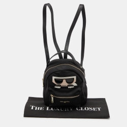 Pre Owned Karl Lagerfeld Black Nylon and Leather Amour Backpack