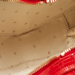 Pre Owned Kate Spade Red Lizard Embossed Leather New York Heart Crossbody Bag