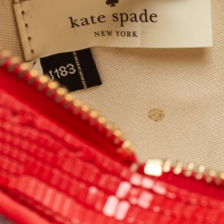 Pre Owned Kate Spade Red Lizard Embossed Leather New York Heart Crossbody Bag