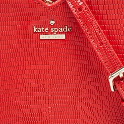 Pre Owned Kate Spade Red Lizard Embossed Leather New York Heart Crossbody Bag