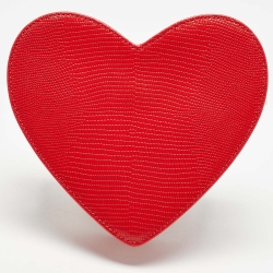 Pre Owned Kate Spade Red Lizard Embossed Leather New York Heart Crossbody Bag