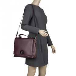 Pre Owned Kate Spade Purple Leather Varick Street Abbie Top Handle Bag