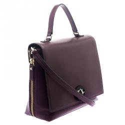 Pre Owned Kate Spade Purple Leather Varick Street Abbie Top Handle Bag