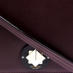 Pre Owned Kate Spade Purple Leather Varick Street Abbie Top Handle Bag