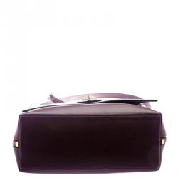 Pre Owned Kate Spade Purple Leather Varick Street Abbie Top Handle Bag