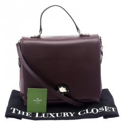 Pre Owned Kate Spade Purple Leather Varick Street Abbie Top Handle Bag