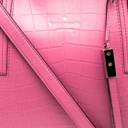 Pre Owned Kate Spade Pink Croc Embossed Leather Street Dominique Satchel