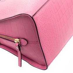 Pre Owned Kate Spade Pink Croc Embossed Leather Street Dominique Satchel