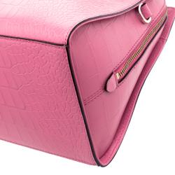 Pre Owned Kate Spade Pink Croc Embossed Leather Street Dominique Satchel