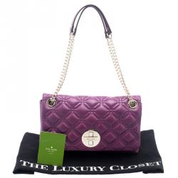 Pre Owned Kate Spade Purple Quilted Leather Astor Court Cynthia Shoulder Bag