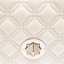 Pre Owned Kate Spade Cream Quilted Leather Astor Court Cynthia Shoulder Bag