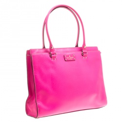 Pre Owned Kate Spade Pink Leather Wellesley Kory Work Tote
