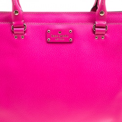 Pre Owned Kate Spade Pink Leather Wellesley Kory Work Tote