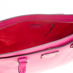 Pre Owned Kate Spade Pink Leather Wellesley Kory Work Tote