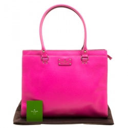 Pre Owned Kate Spade Pink Leather Wellesley Kory Work Tote