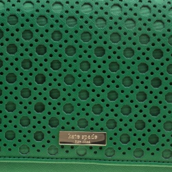 Pre Owned Kate Spade Green Leather Newbury Lane Laser Cut Flap Shoulder Bag