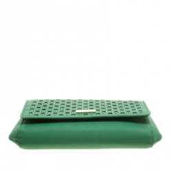 Pre Owned Kate Spade Green Leather Newbury Lane Laser Cut Flap Shoulder Bag