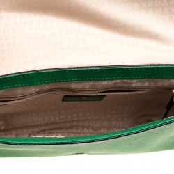 Pre Owned Kate Spade Green Leather Newbury Lane Laser Cut Flap Shoulder Bag