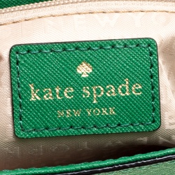 Pre Owned Kate Spade Green Leather Newbury Lane Laser Cut Flap Shoulder Bag