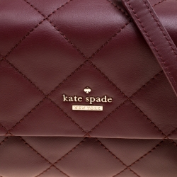 Pre Owned حقيبة كتف كيت سبيد امرسون بلاس سرينا جلد عنابية