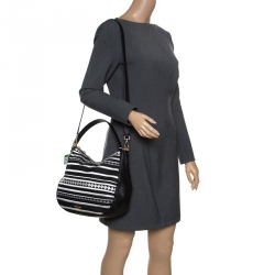 Pre Owned Kate Spade Monochrome Canvas and Leather Top Handle Shoulder Bag