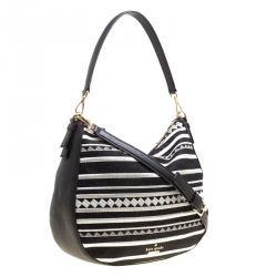 Pre Owned Kate Spade Monochrome Canvas and Leather Top Handle Shoulder Bag
