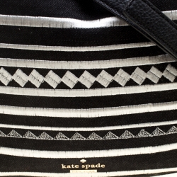 Pre Owned Kate Spade Monochrome Canvas and Leather Top Handle Shoulder Bag