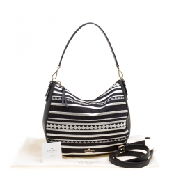Pre Owned Kate Spade Monochrome Canvas and Leather Top Handle Shoulder Bag
