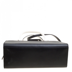 Pre Owned Kate Spade Black/White Leather Grove Street Caley Top Handle Bag