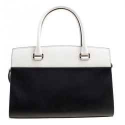 Pre Owned Kate Spade Black/White Leather Grove Street Caley Top Handle Bag