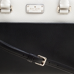 Pre Owned Kate Spade Black/White Leather Grove Street Caley Top Handle Bag