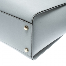 Pre Owned Kate Spade Grey Leather Small Cedar Street Hayden Top Handle Bag