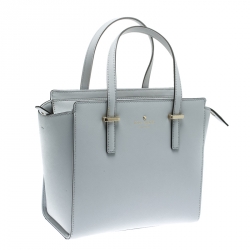 Pre Owned Kate Spade Grey Leather Small Cedar Street Hayden Top Handle Bag